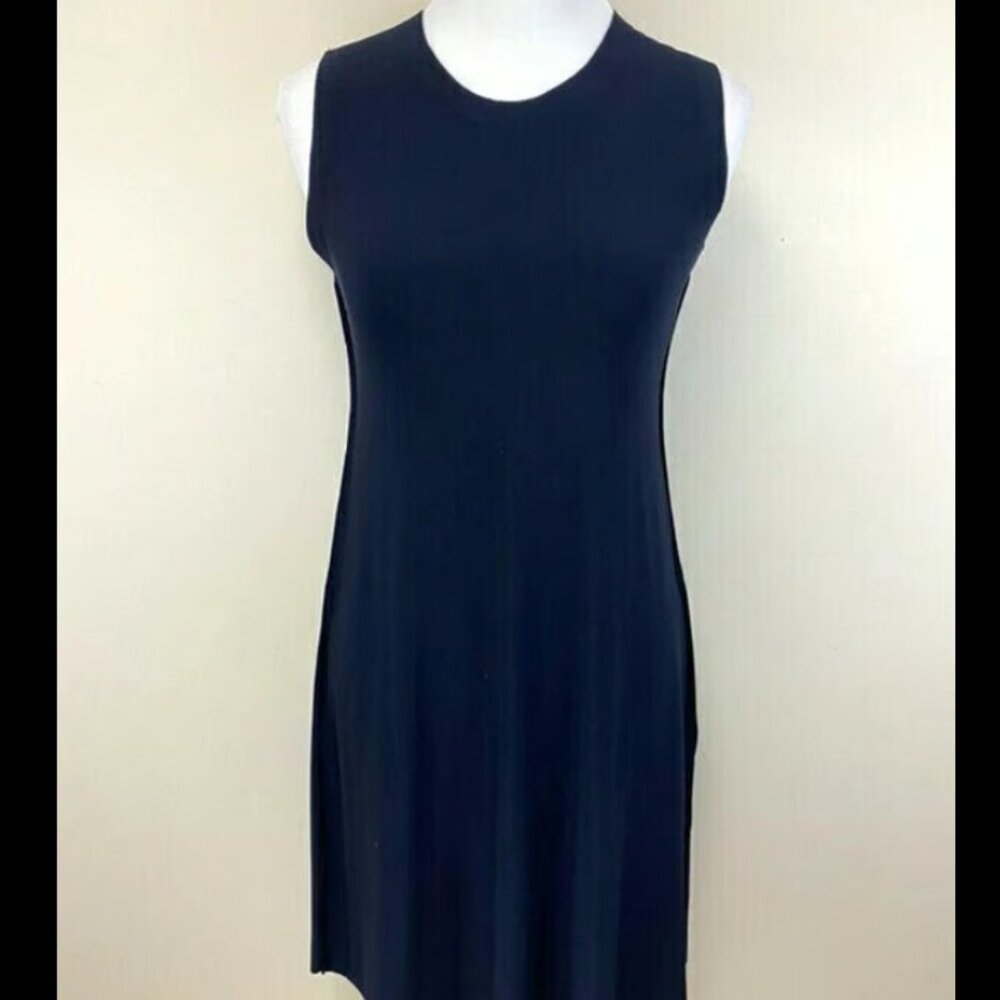 Kamalikulture X Norma Kamali S Dark Navy Raw Edge Sleeveless Dress Pockets